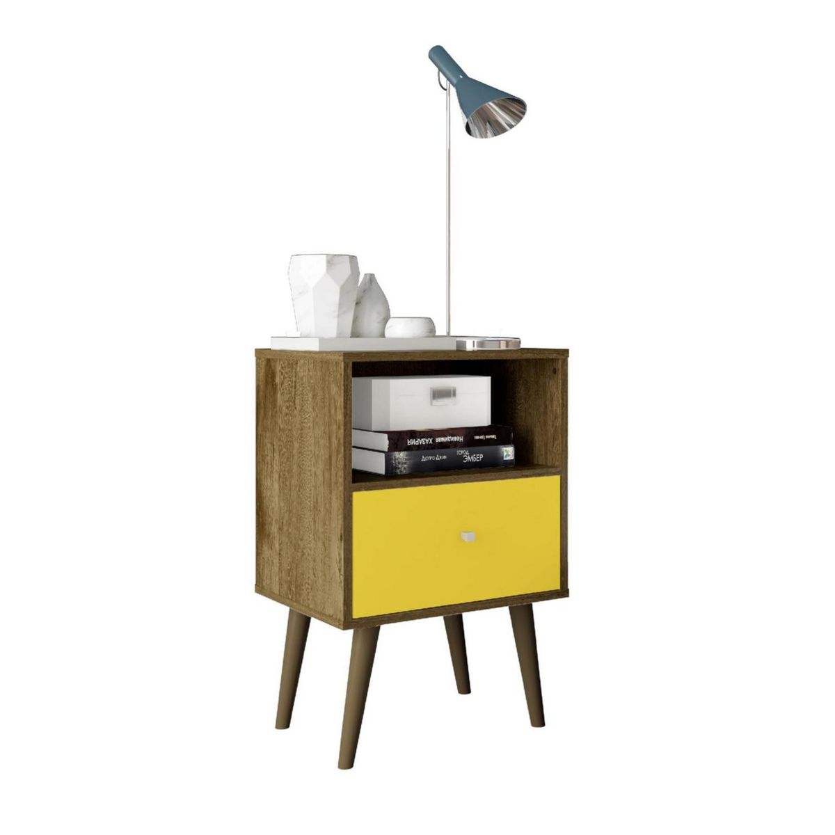 HOGA - Velador 1 Cajón(es) Mb2014 45x69x36 cm Rústico amarillo