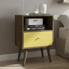 HOGA - Velador 1 Cajón(es) Mb2014 45x69x36 cm Rústico amarillo