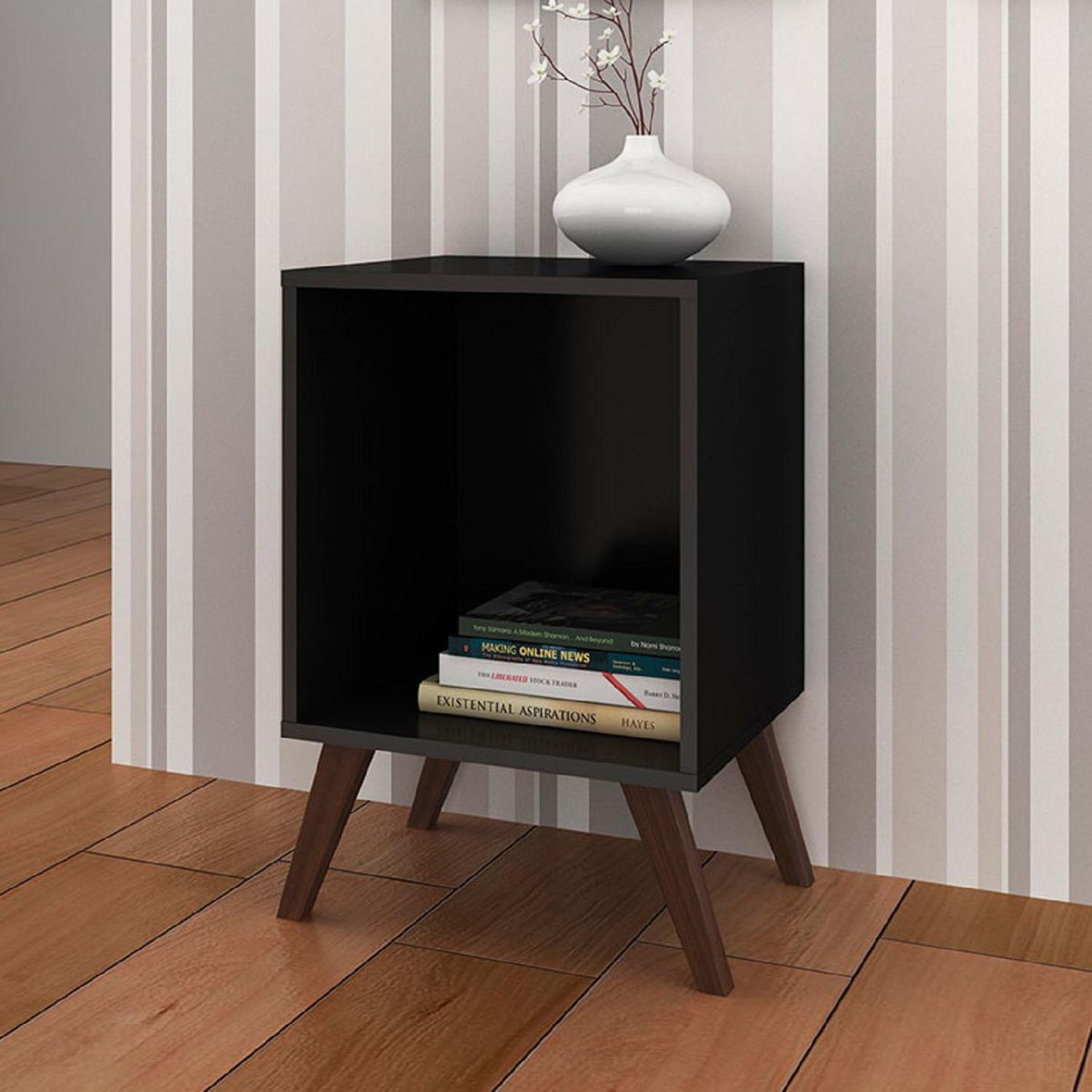 HOGA - Velador 1 Cajón(es) Retro 35x57x40 cm Negro