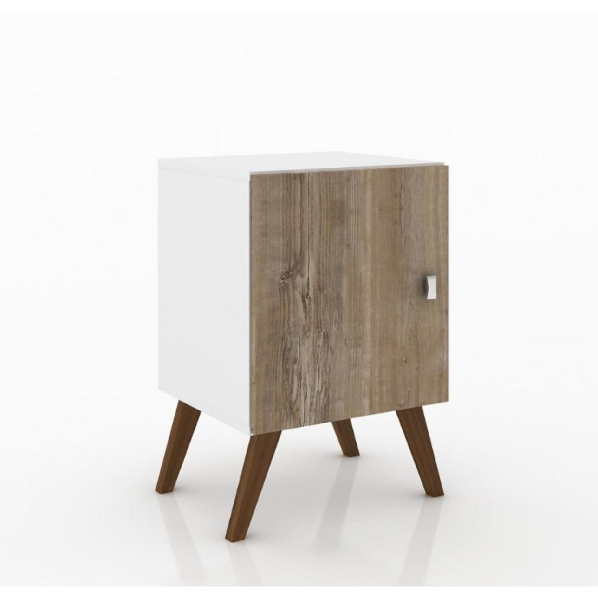 HOGA - Velador 1 Puerta 1 Cajón(es) Retro 37x57x40 cm Blanco rústico