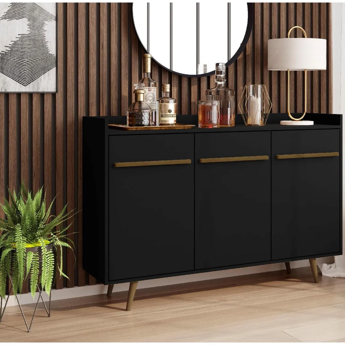HOGA - Buffet bar negro 97x135x37 cm