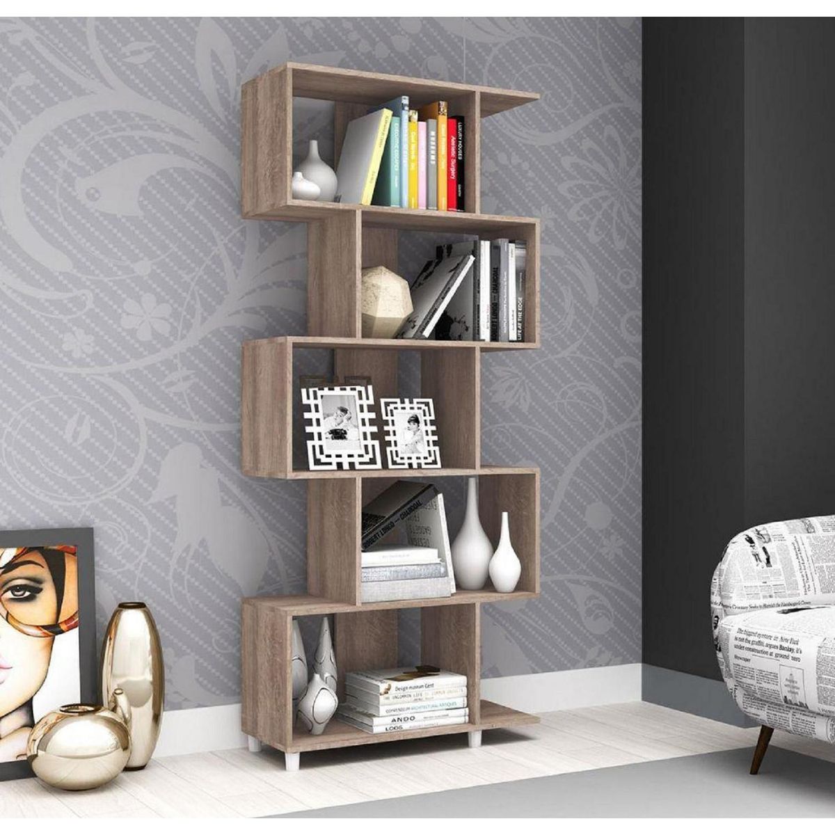 HOGA - Estante MDP 5 Nivel(es) 31x184x79 cm Rústico