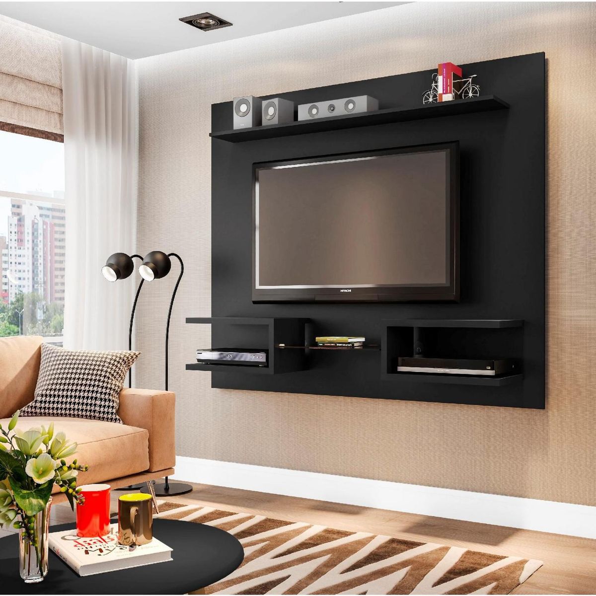 HOGA - Rack tv 55" negro 136x164x30 cm