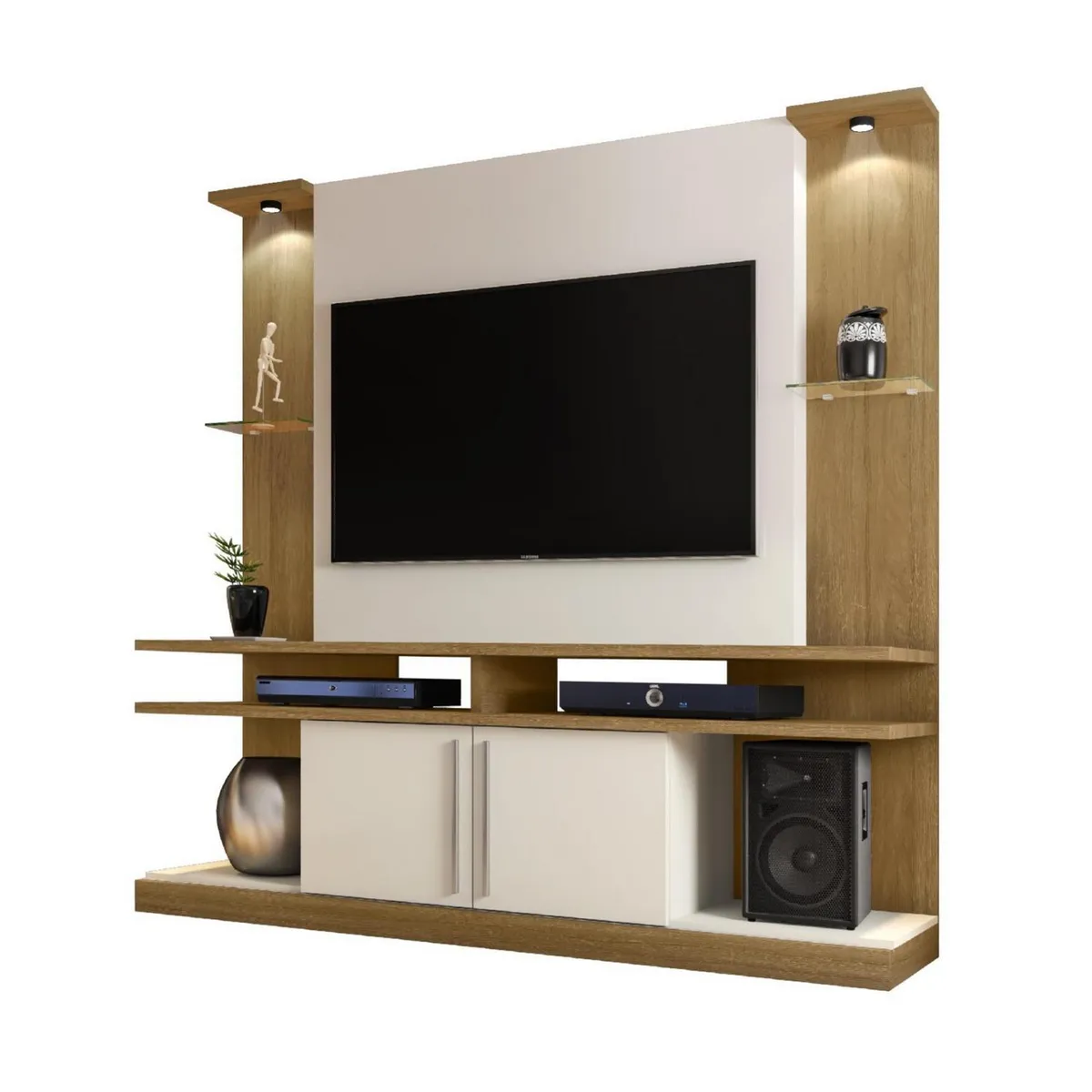 HOGA - Rack tv 60" canela blanco 183x180x39 cm