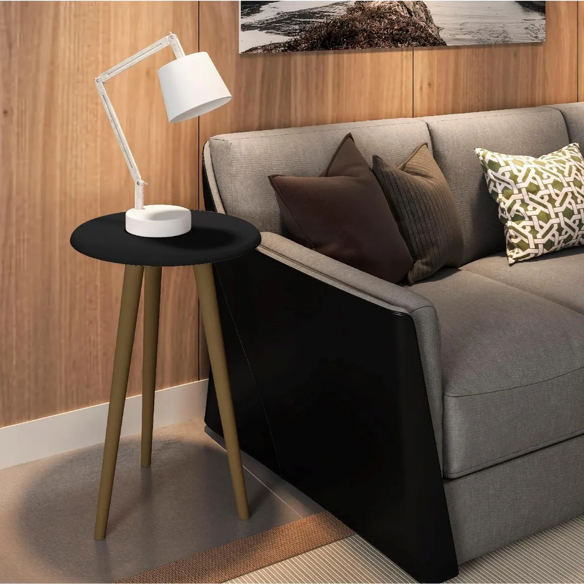 HOGA - Mesa lateral brillante negro 63x44x44 cm