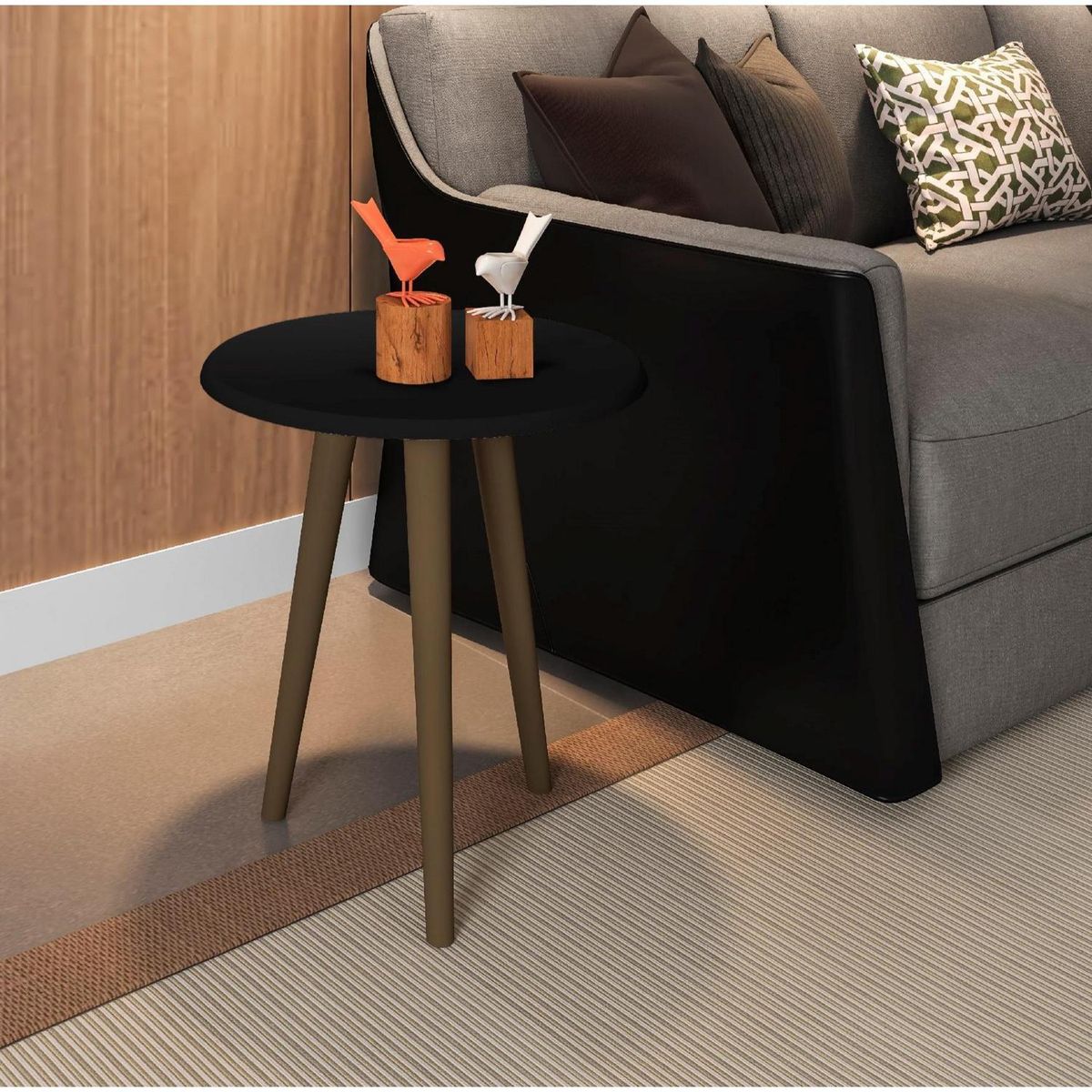 HOGA - Mesa lateral brillante negro 48x44x44 cm