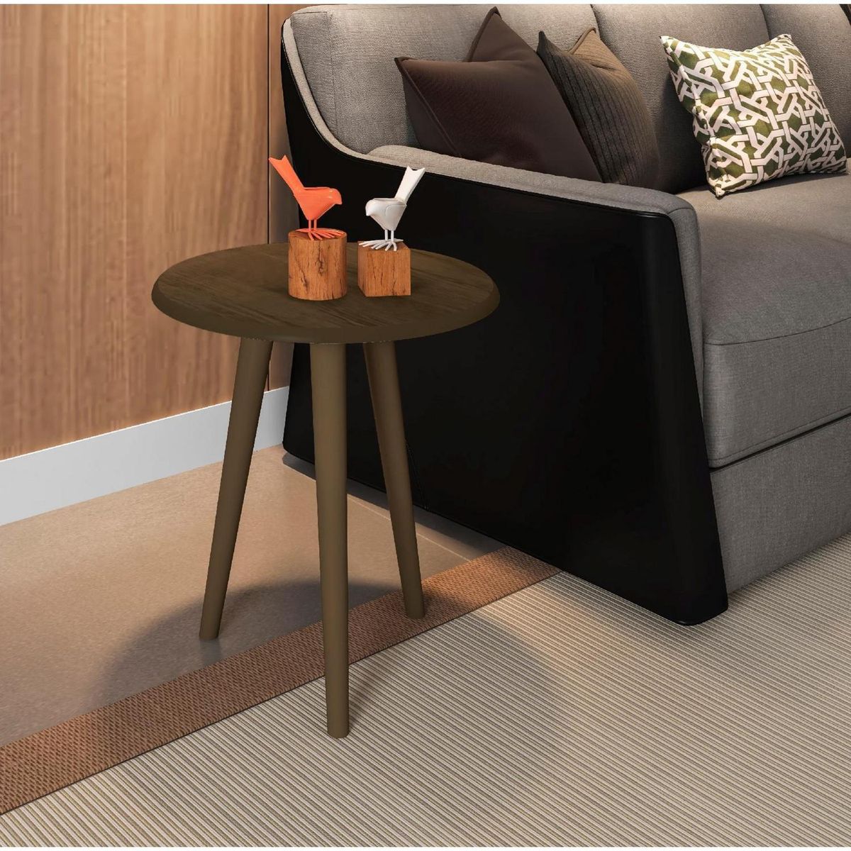 HOGA - Mesa lateral brillante rústico 48x44x44 cm