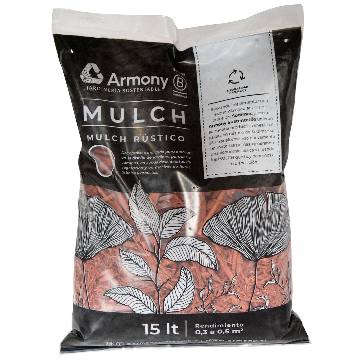 ARMONY - Mulch rústico decorativo 15 litros rojo