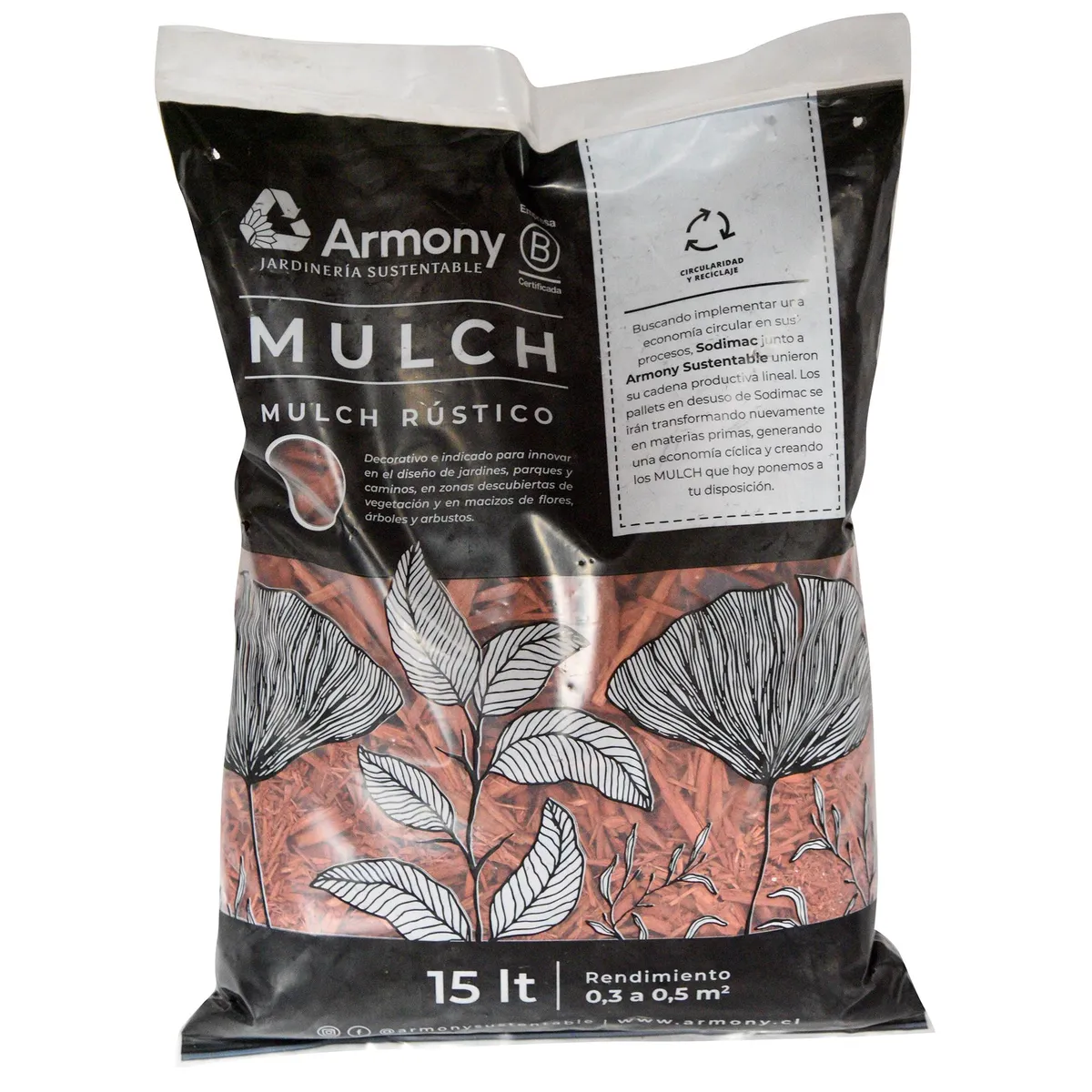 ARMONY - Mulch rústico decorativo 15 litros rojo