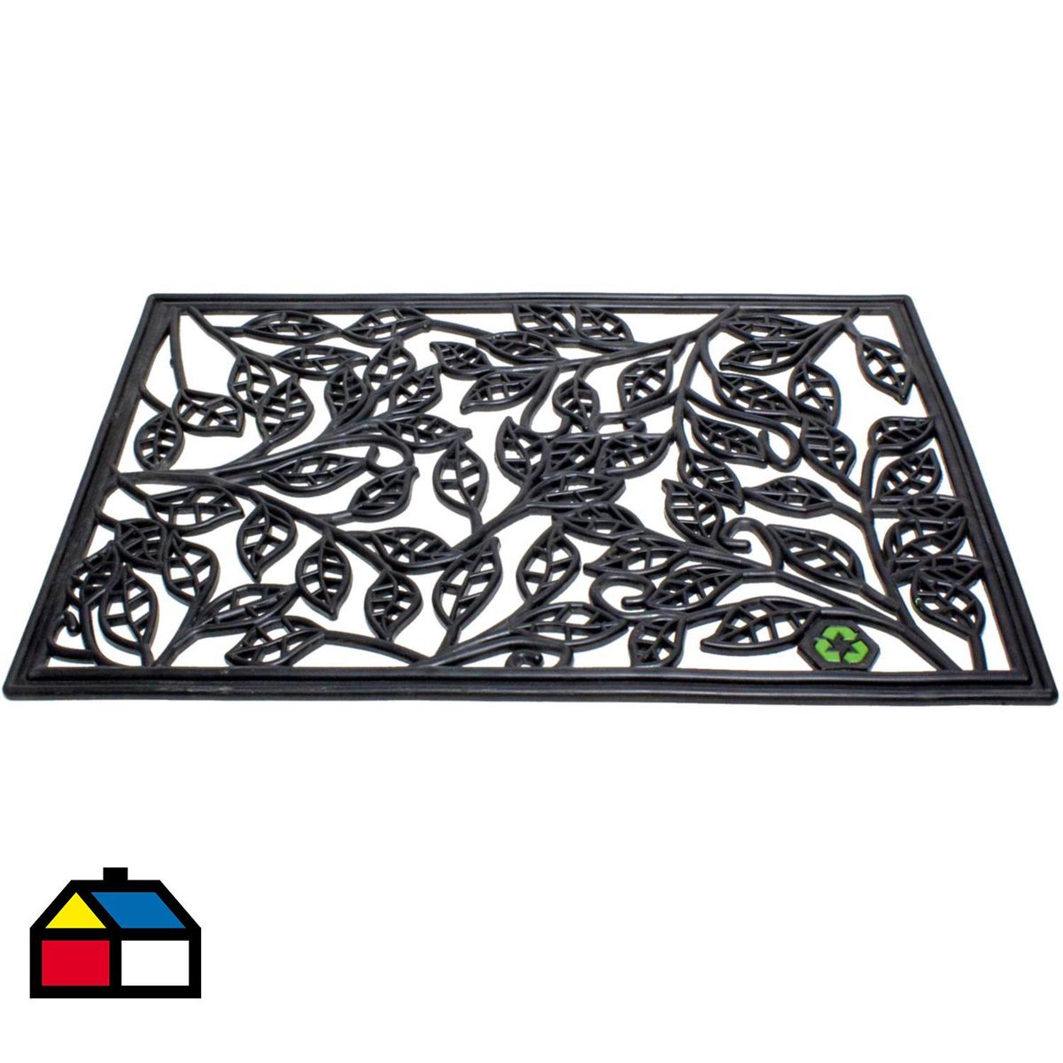 JUST HOME COLLECTION - Limpiapiés Hojas Reiclaje 60x40 cm PVC Negro