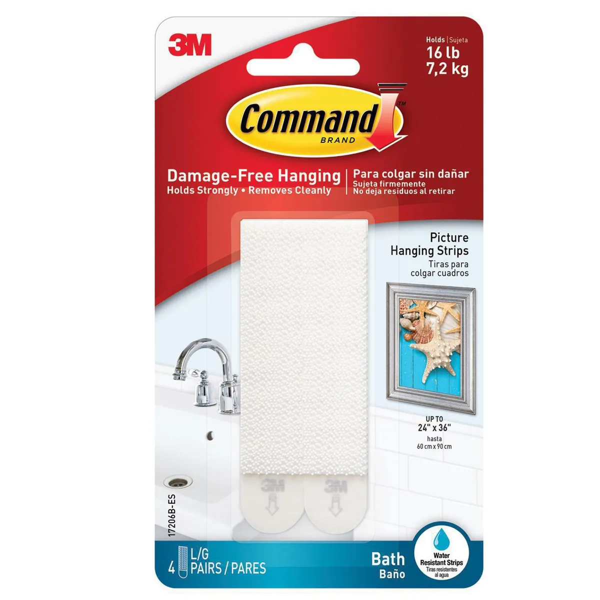 COMMAND - Tiras para colgar Cuadros Impermeables grande blanca