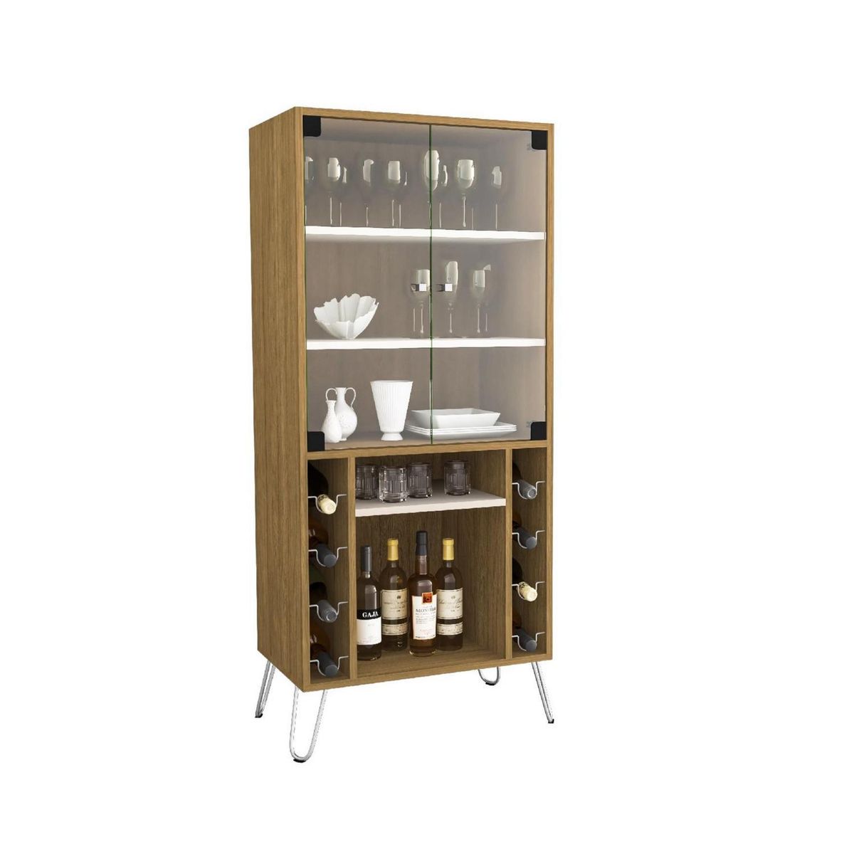 HOGA - Vitrina cristalera canela 136x60x36 cm.