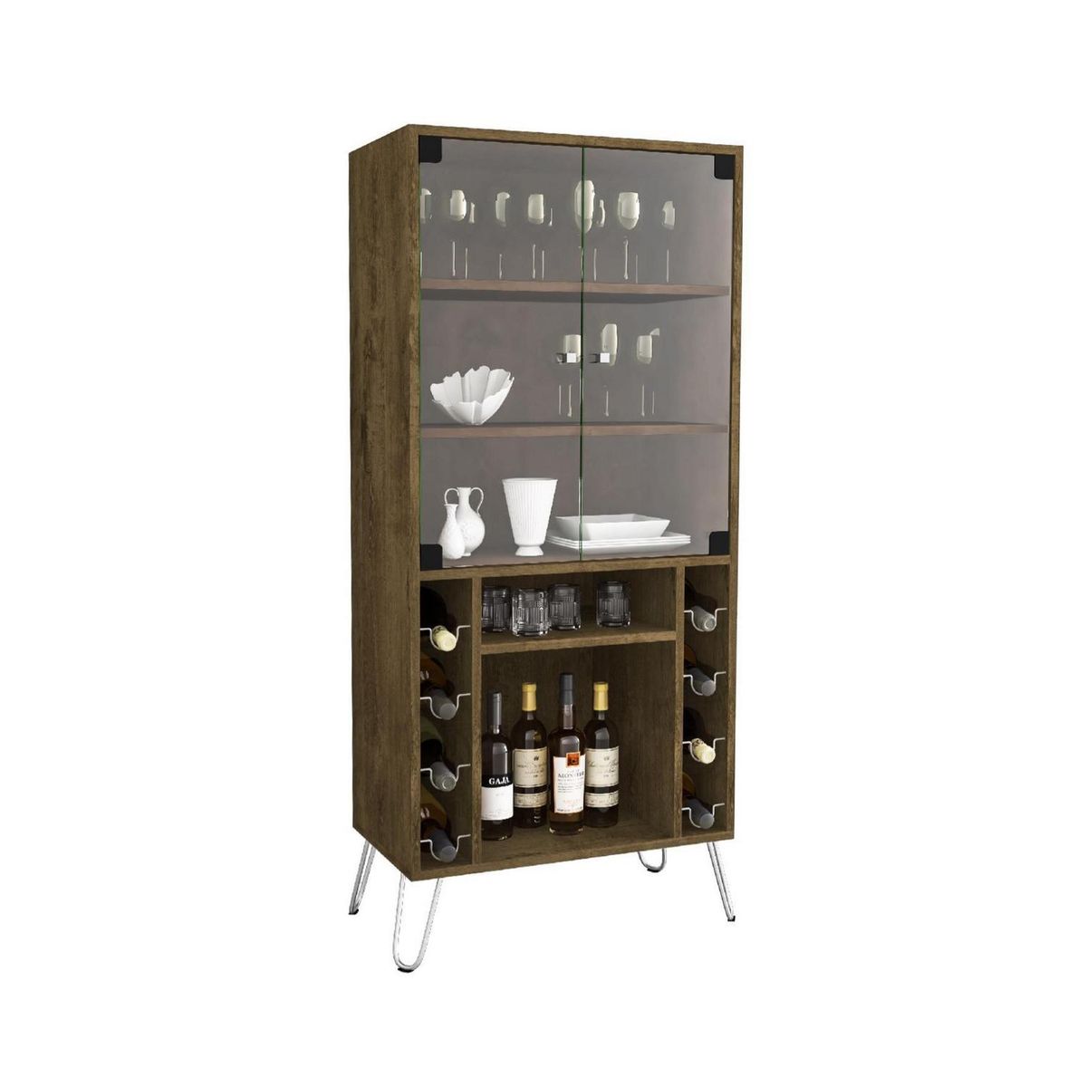 HOGA - Vitrina cristalera rústico 136x60x36 cm.