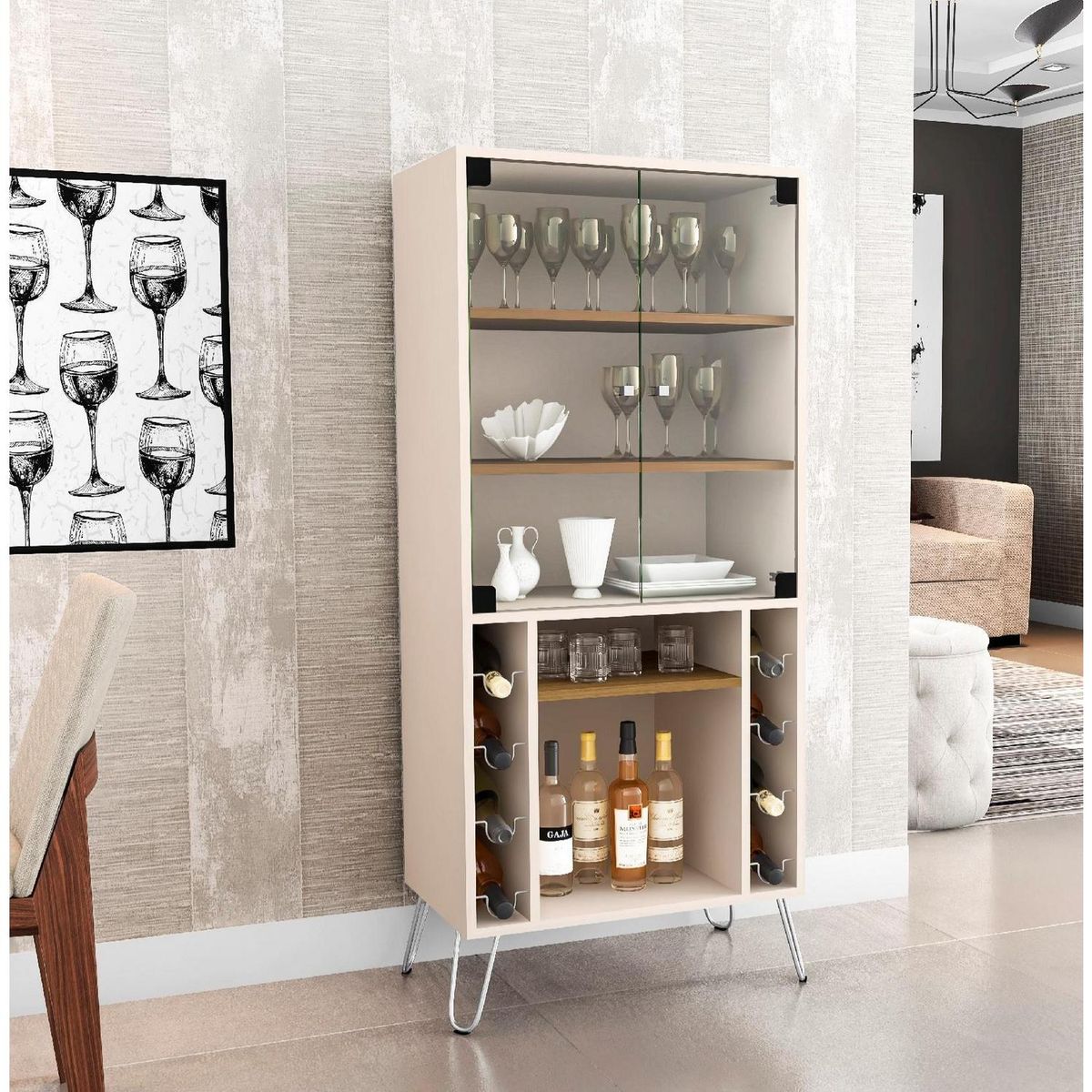 HOGA - Vitrina cristalera blanco 136x60x36 cm.