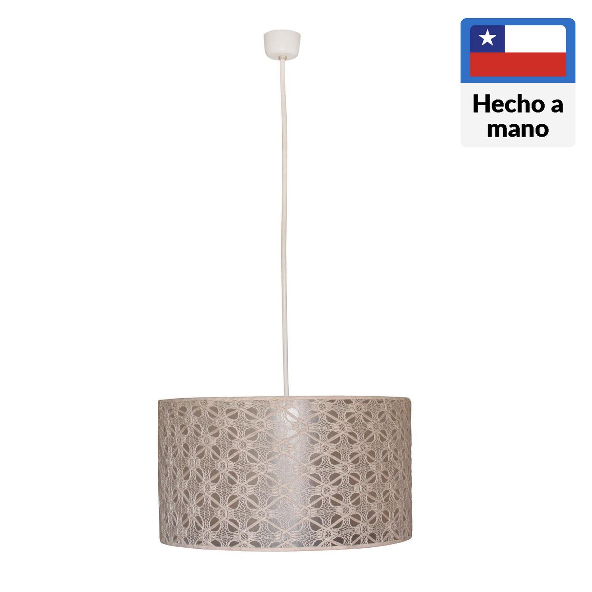 CAROLD STEVENS - Lámpara Colgante Tambor 1 Luz Tela Café