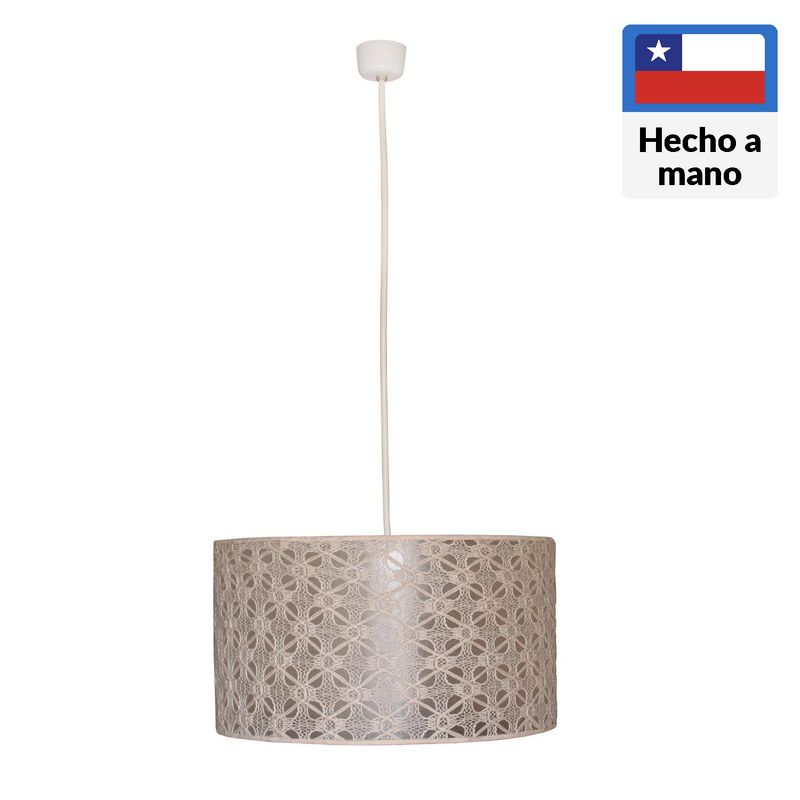 CAROLD STEVENS - Lámpara Colgante Tambor 1 Luz Tela Café/Marrón 40 cm