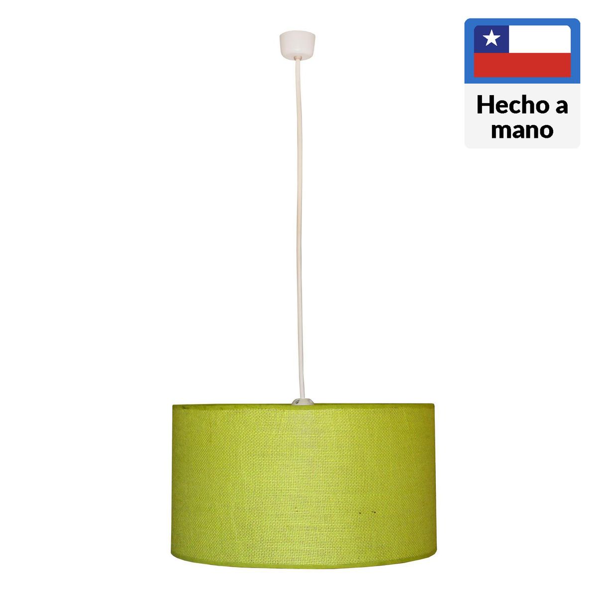 CAROLD STEVENS - Lámpara Colgante Tambor 1 Luz Tela Verde 40 cm
