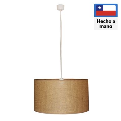 Lmpara colgante tambor arpillera caf tela 1 luz E27