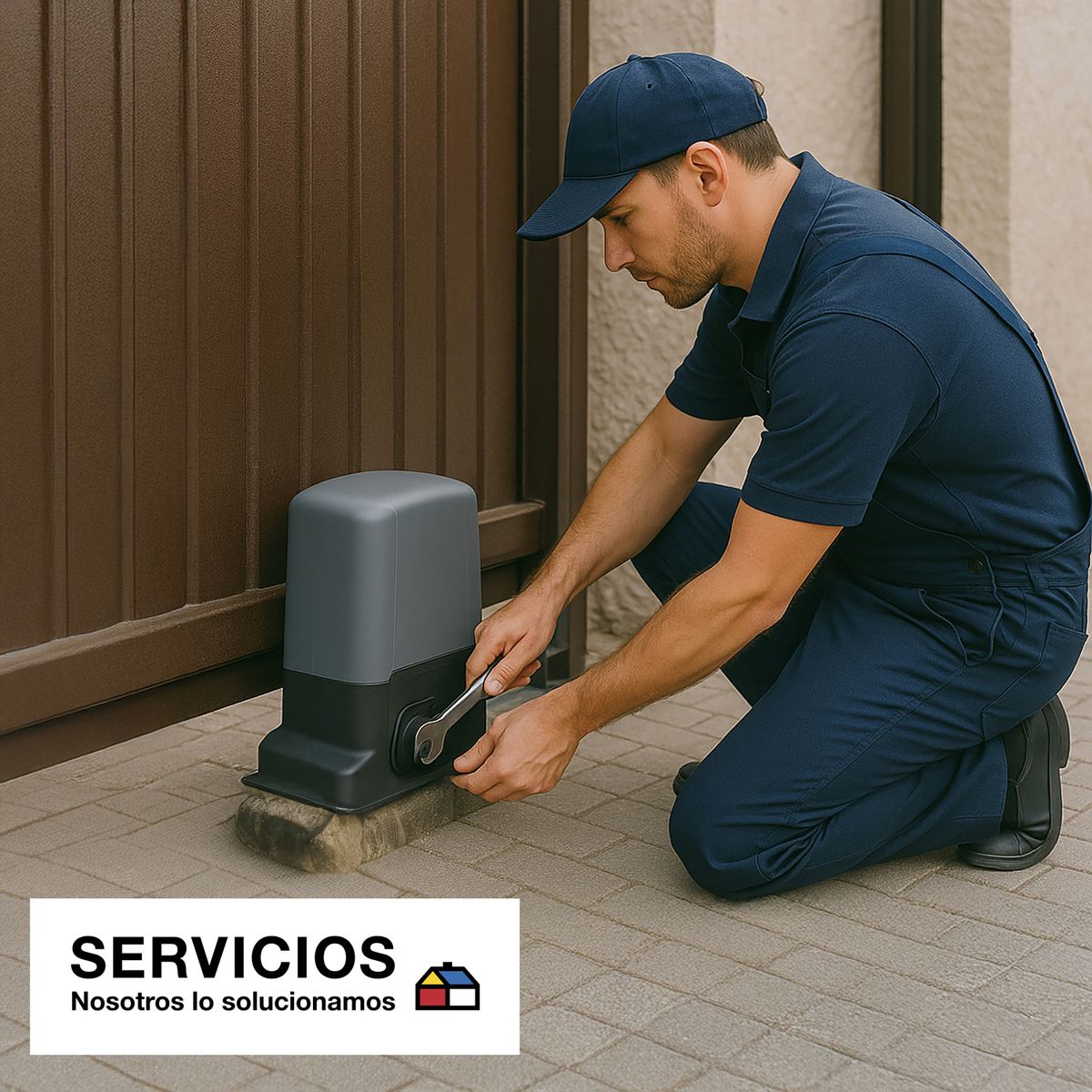SERVICIOS HOGAR - Instalación estándar de motor y cremallera para automatización de portones