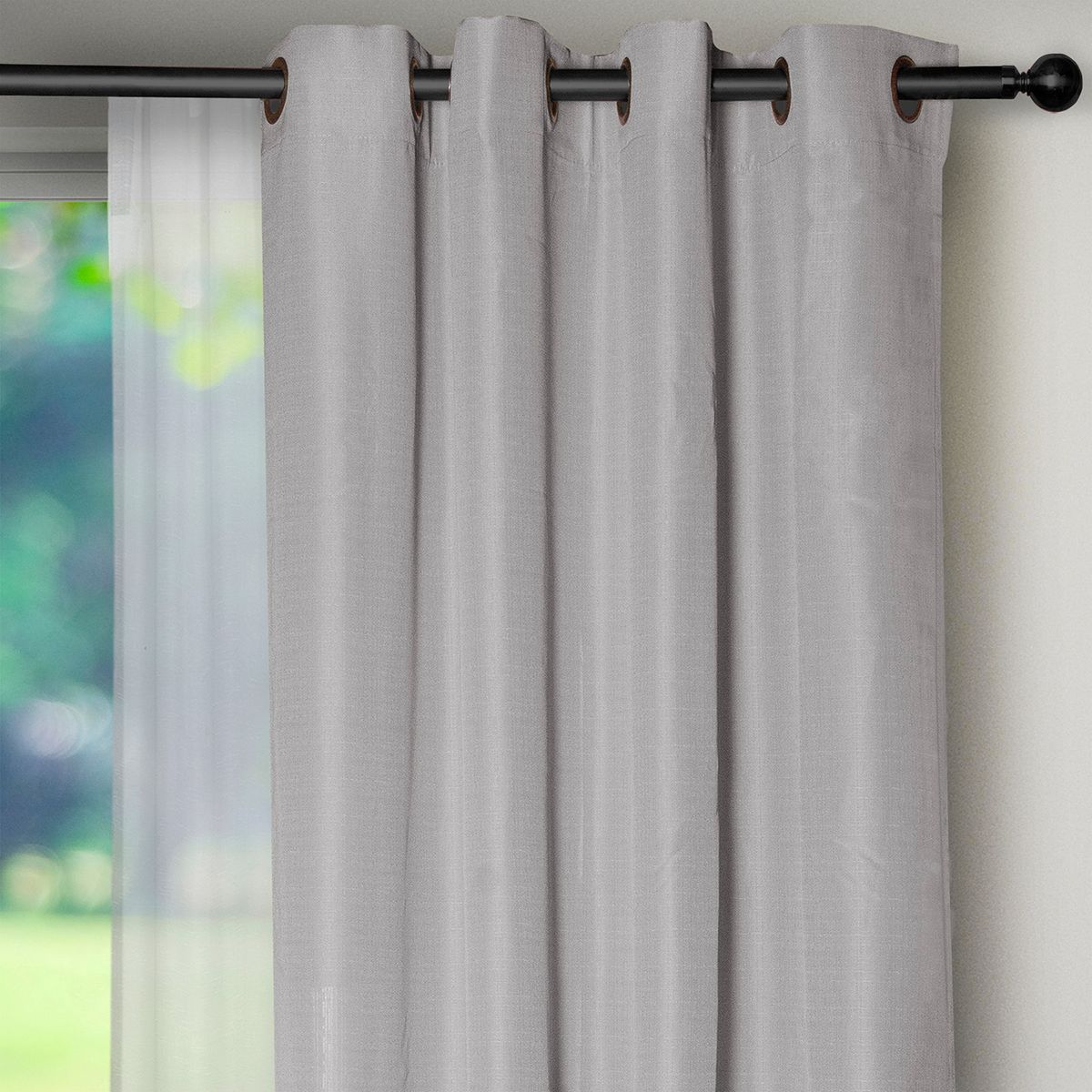 MASEL - Set Cortinas Yasmin Tela 140x220 cm Gris