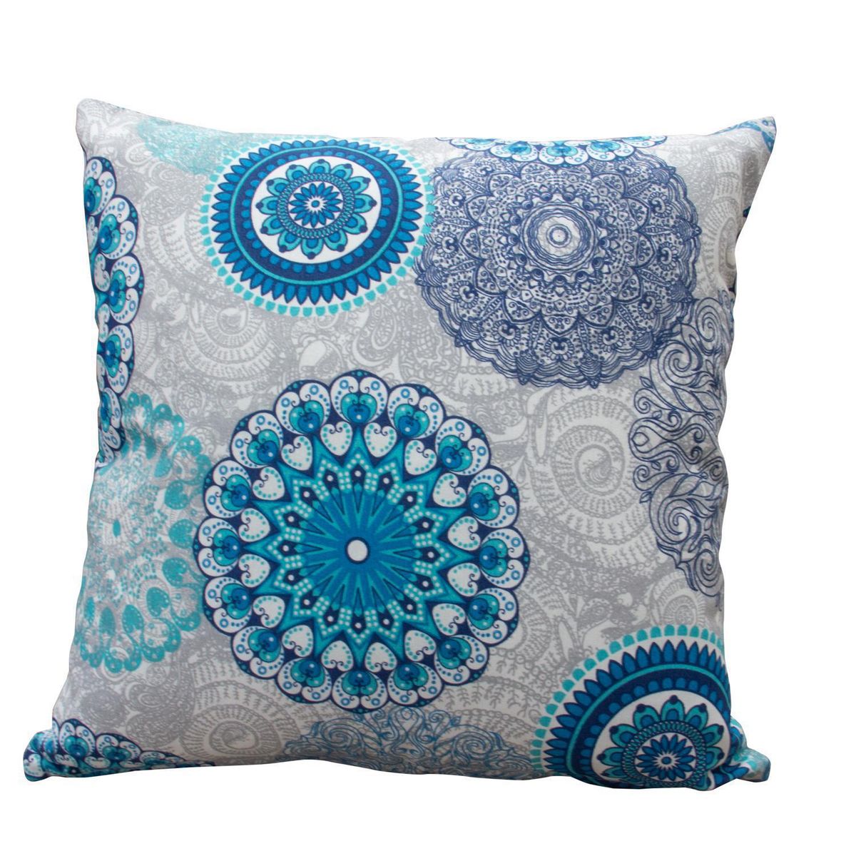 MASEL - Set De 2 Cojínes Lona Estampado Turquesa 50x50 cm