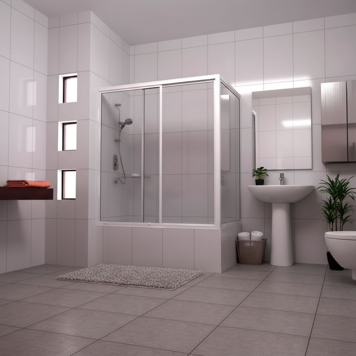 WINTEC - Mampara Tina Vidrio templado Incoloro 150x150cm