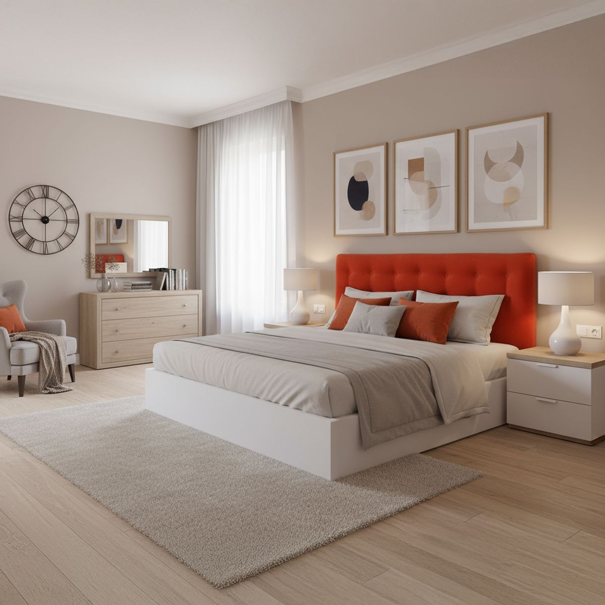 BODEVIR - Respaldo 185x9x80 cm naranjo