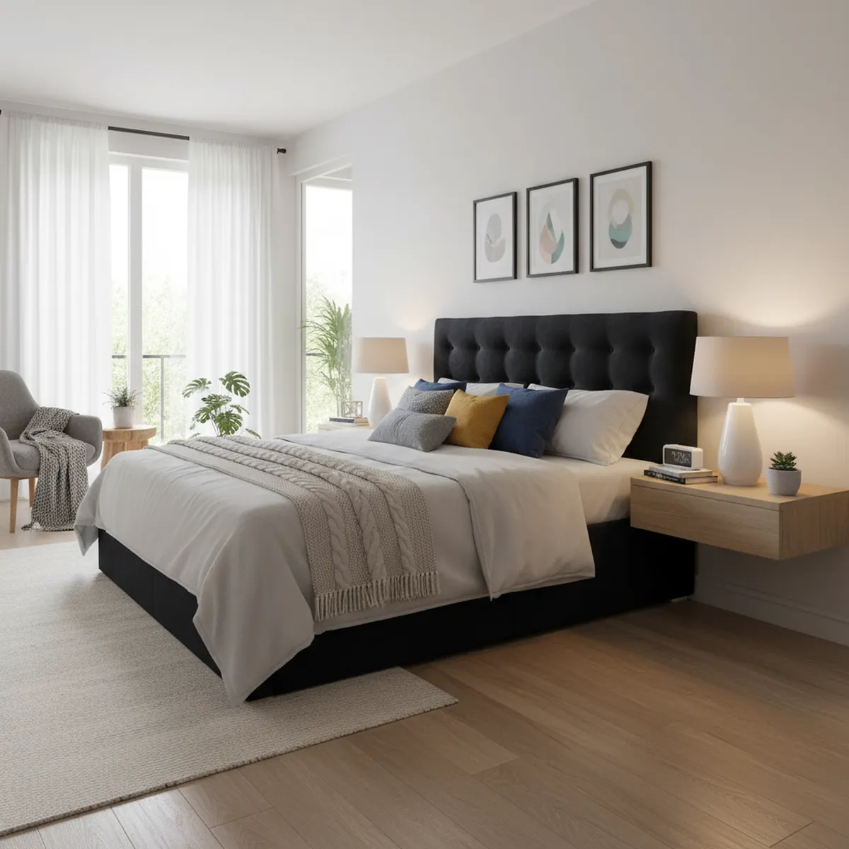 BODEVIR - Respaldo 185x9x80 cm negro