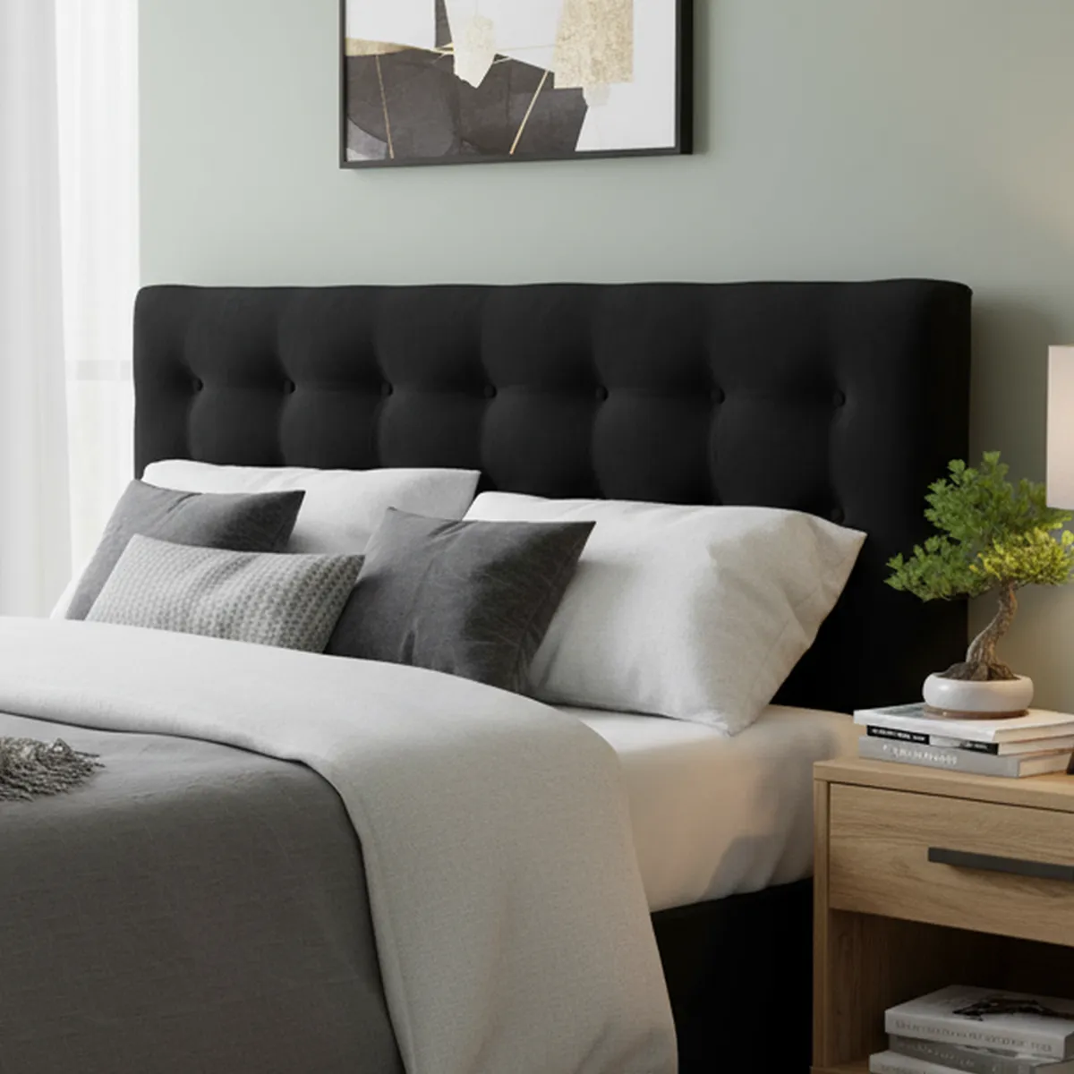 BODEVIR - Respaldo 185x9x80 cm negro