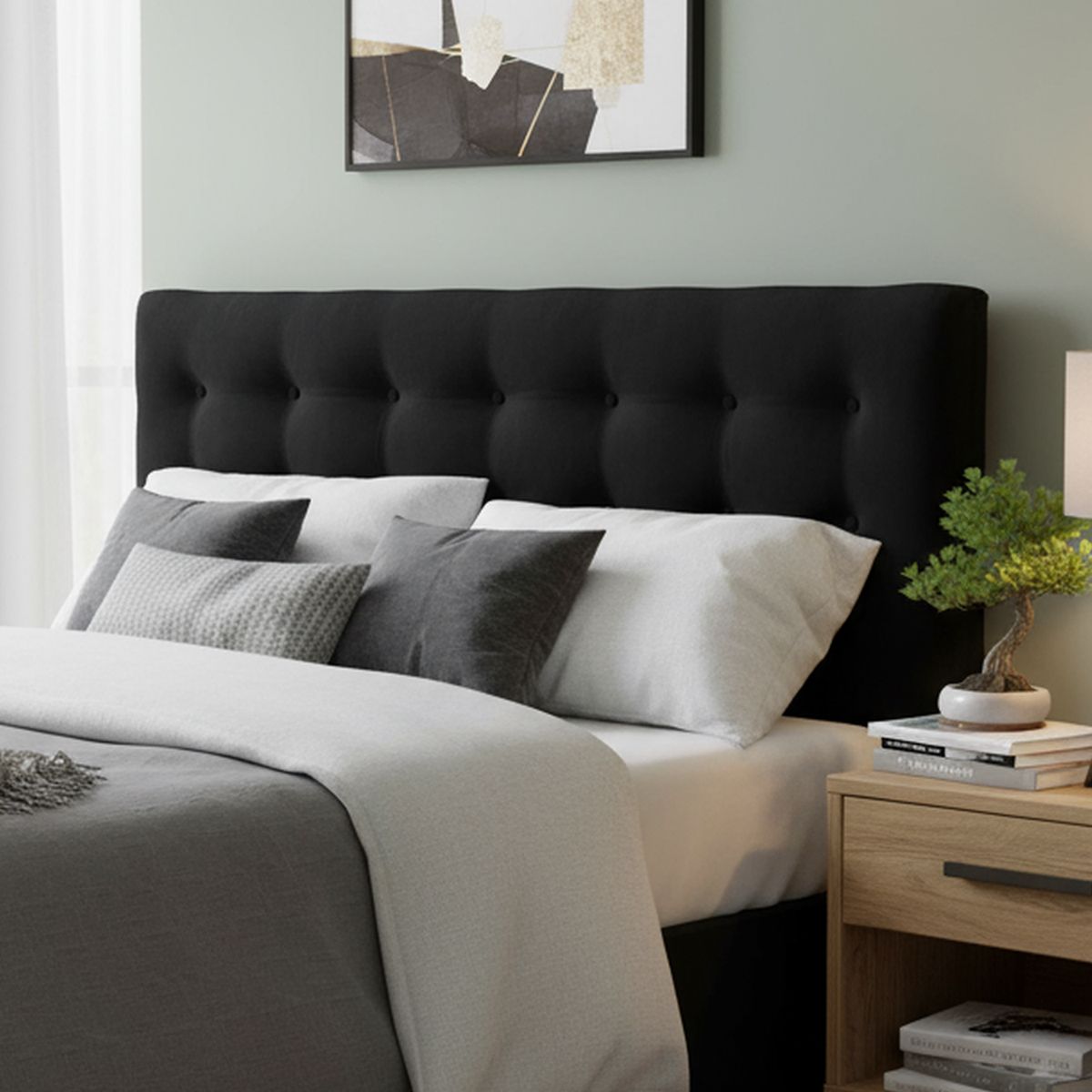 BODEVIR - Respaldo 185x9x80 cm negro