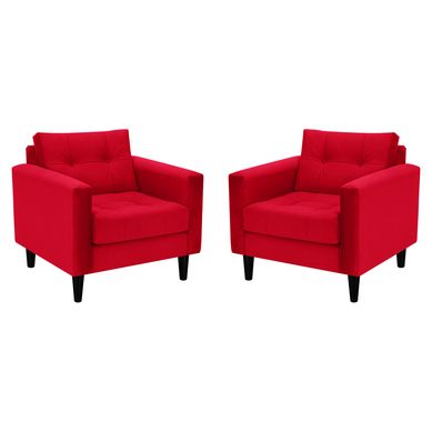 Set de sillones retro 1C felpa rojo