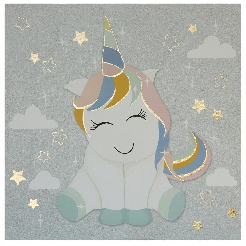 JUST HOME COLLECTION - Canvas Unicornio gris 30x30 cm