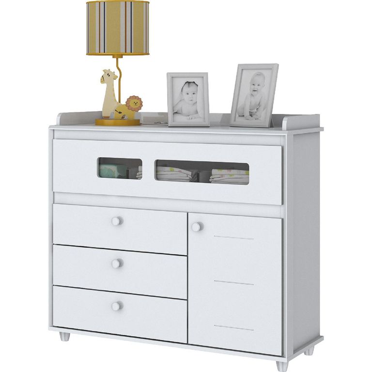 HOME MOBILI Cómoda 1 Puerta 4 Cajón(es) Tupac 98x92x43 cm Blanco