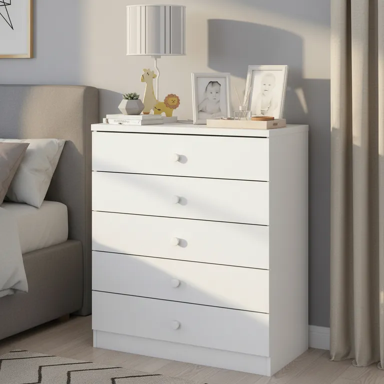 Cómoda 5 Cajón(es) Menta 75x93x48 cm Blanco