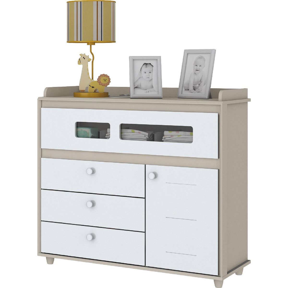 HOME MOBILI - Cómoda 1 Puerta 4 Cajón(es) Aquarela 98x92x43 cm Blanco