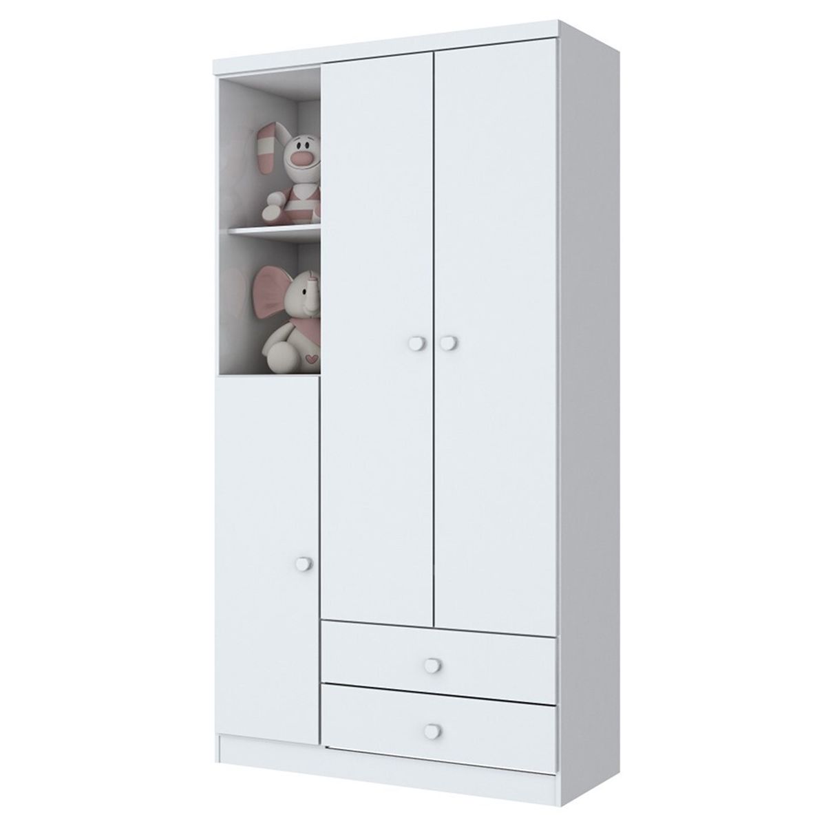 HOME MOBILI - Clóset 3 Puerta(s) 2 Cajón(es) 4 Repisa(s) 91x181x47 cm Blanco