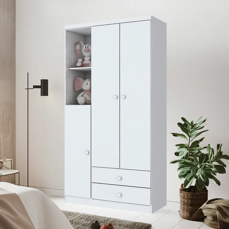 Clóset 3 Puerta(s) 2 Cajón(es) 4 Repisa(s) 91x181x47 cm Blanco