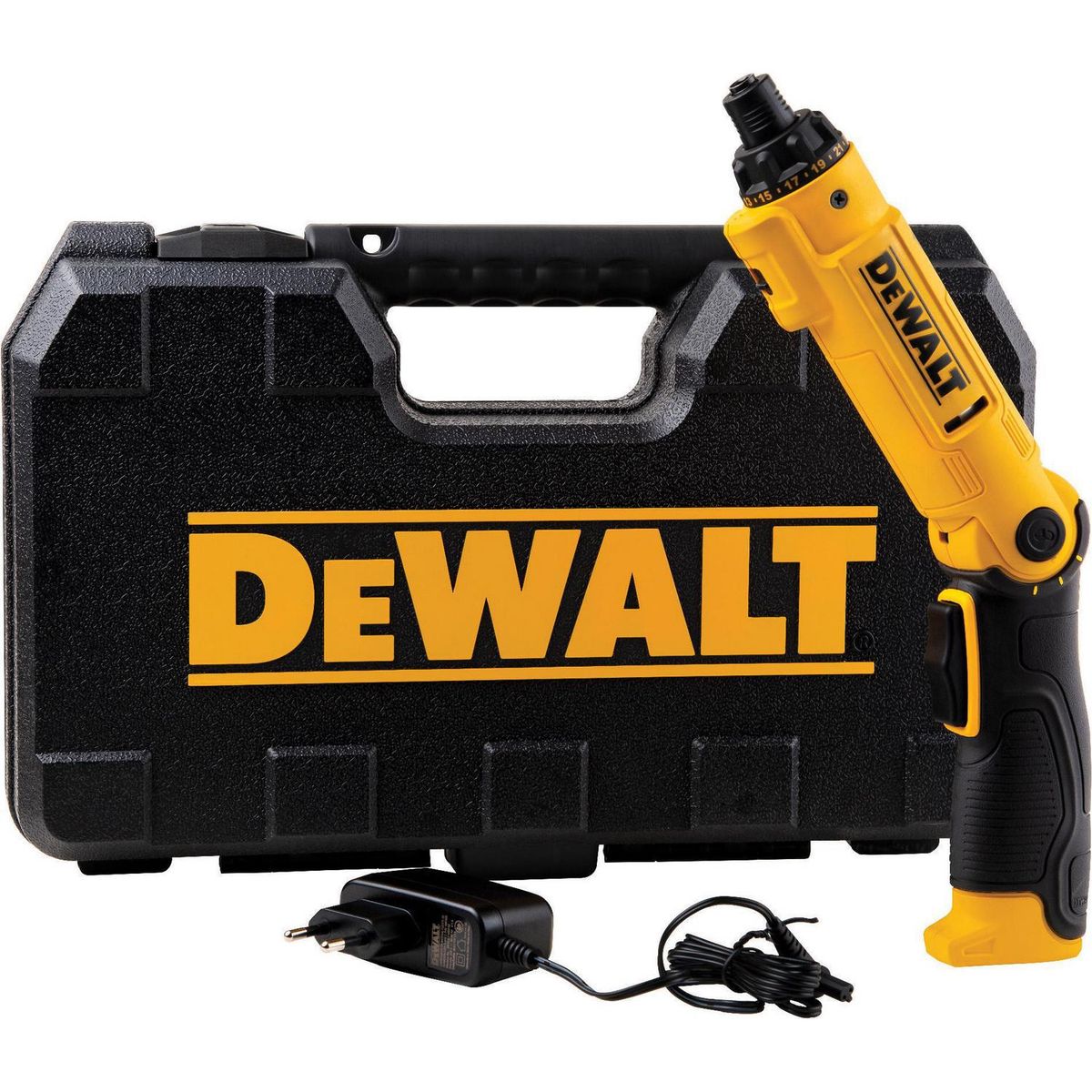 DEWALT - Atornillador rotación inalámbrico 1/4 8V + 1 batería + 45 accesorios