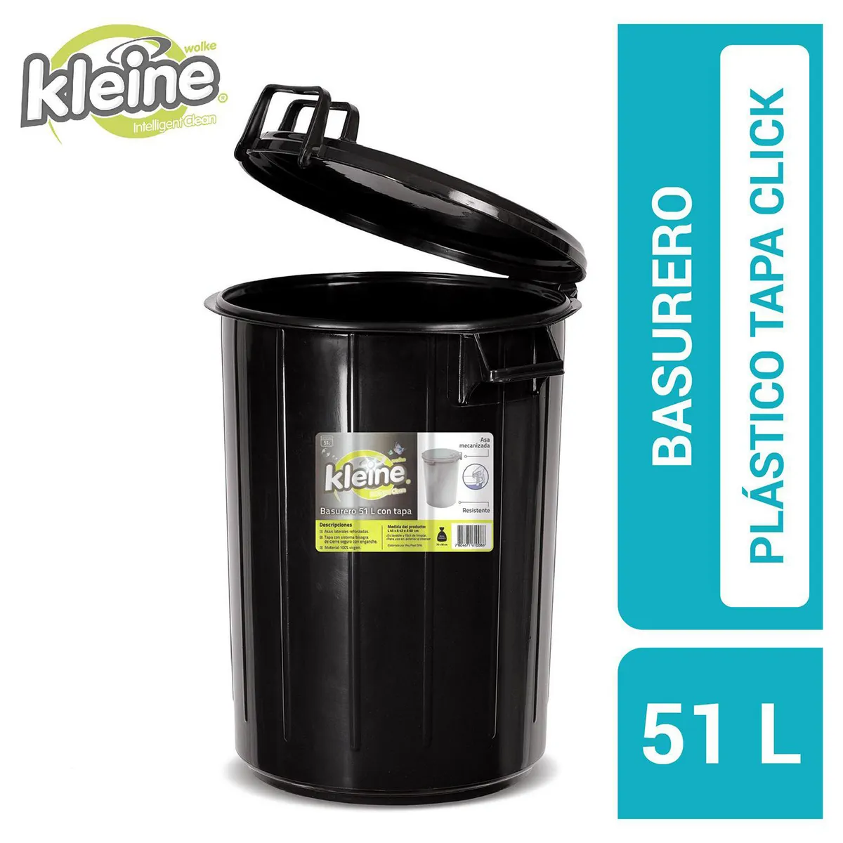 KLEINE WOLKE - Basurero Tapa Click 51 Litros Plástico Surtido
