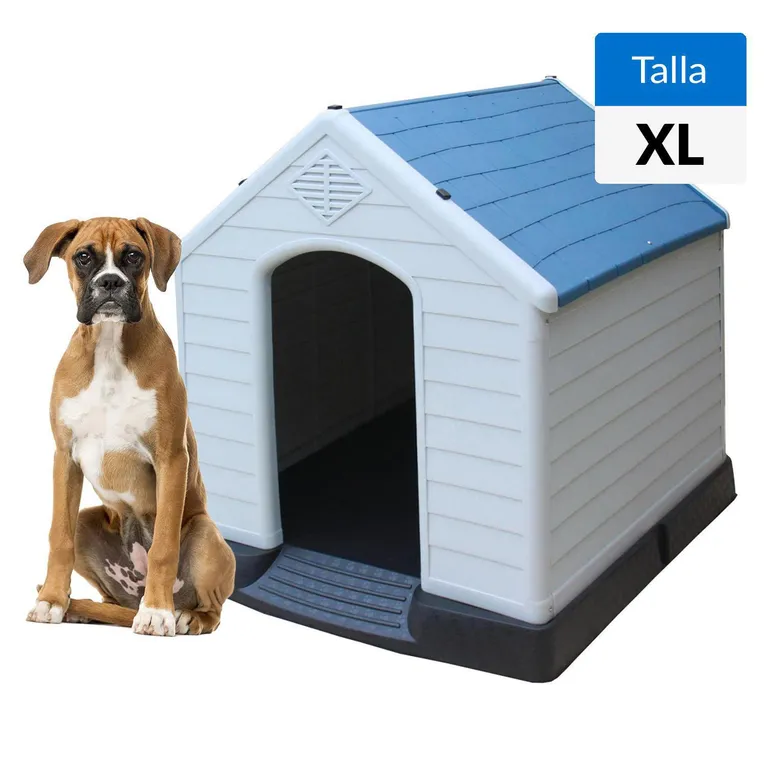 PETIZOOS Casa de Perro Talla XL 98x96x105 cm Blanco/azul