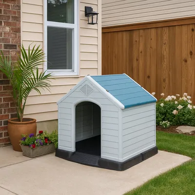 Imagen 2 del producto Casa de Perro Talla XL 98x96x105 cm Blanco/azul