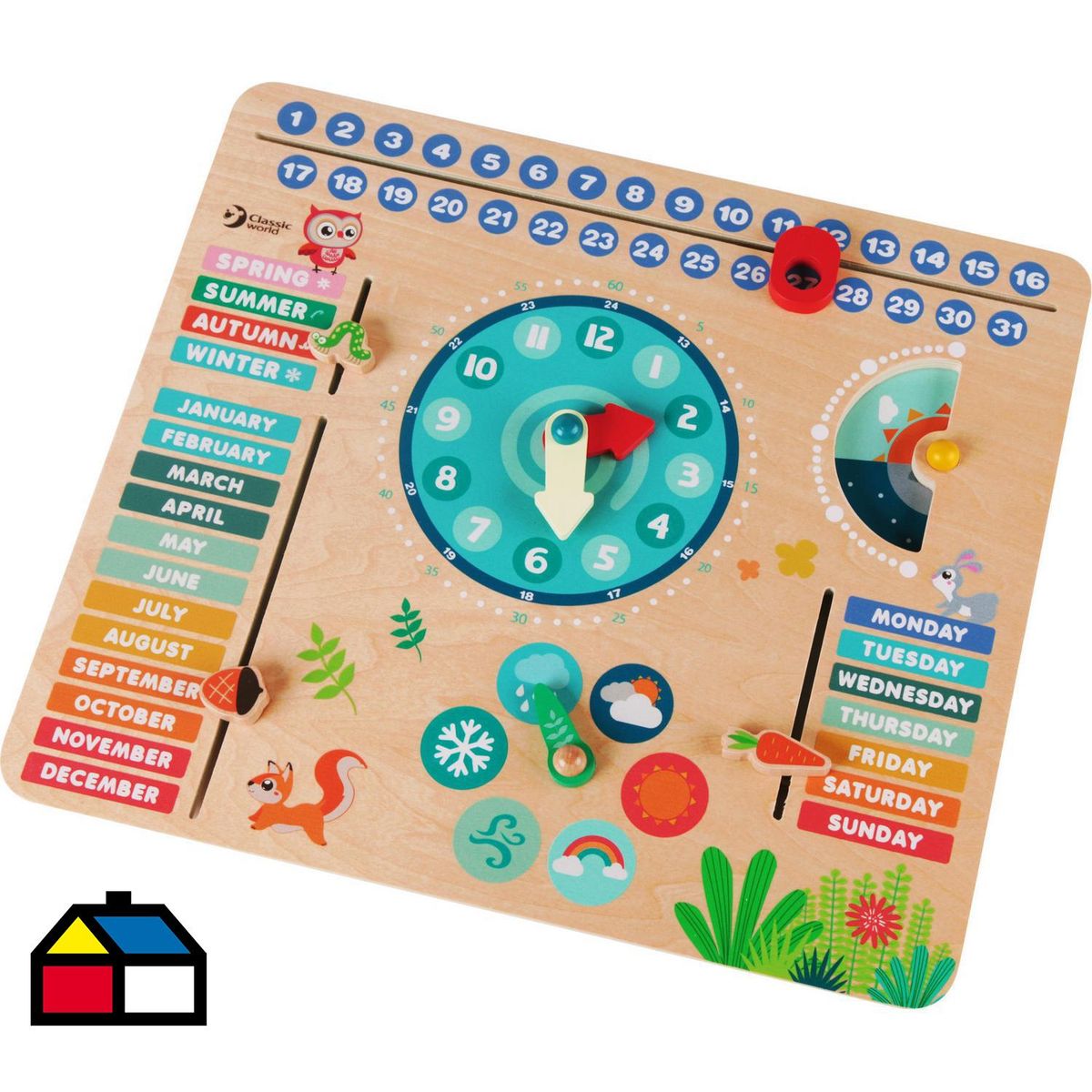 Calendario Entretenido 38x33x5 cm Madera Desde 3 años, marca KIDSCOOL - Foto Principal