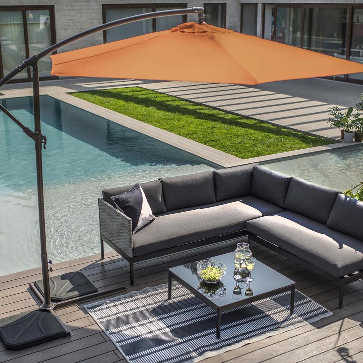 JUST HOME COLLECTION - Quitasol Lateral Metal 2.7x2.45 metros Naranjo