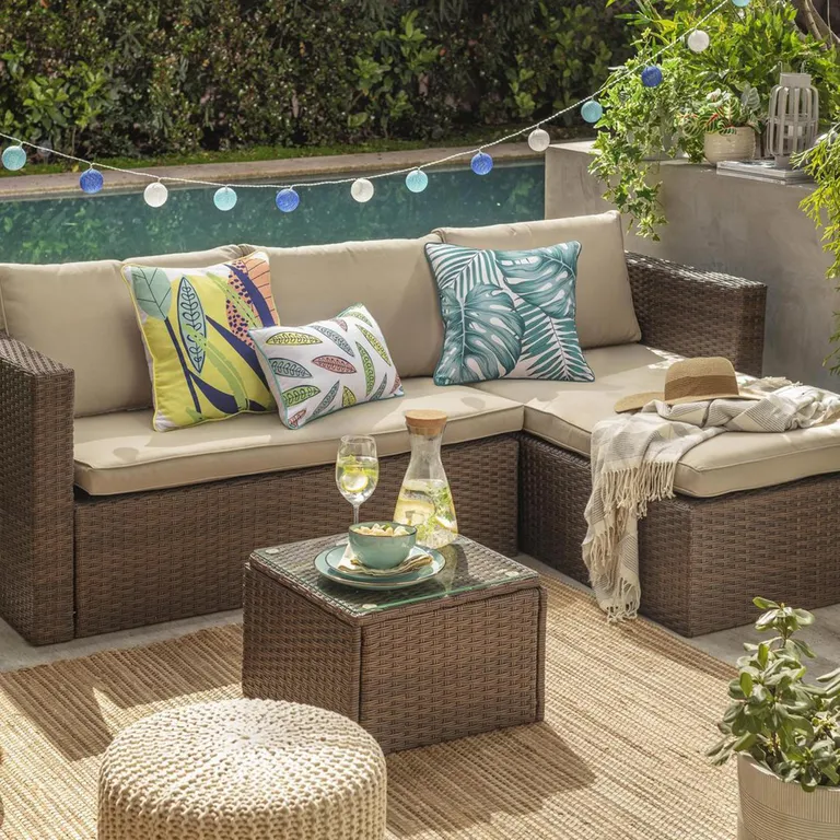 Juego de Terraza Living Seccional Livorno 4 Personas Café