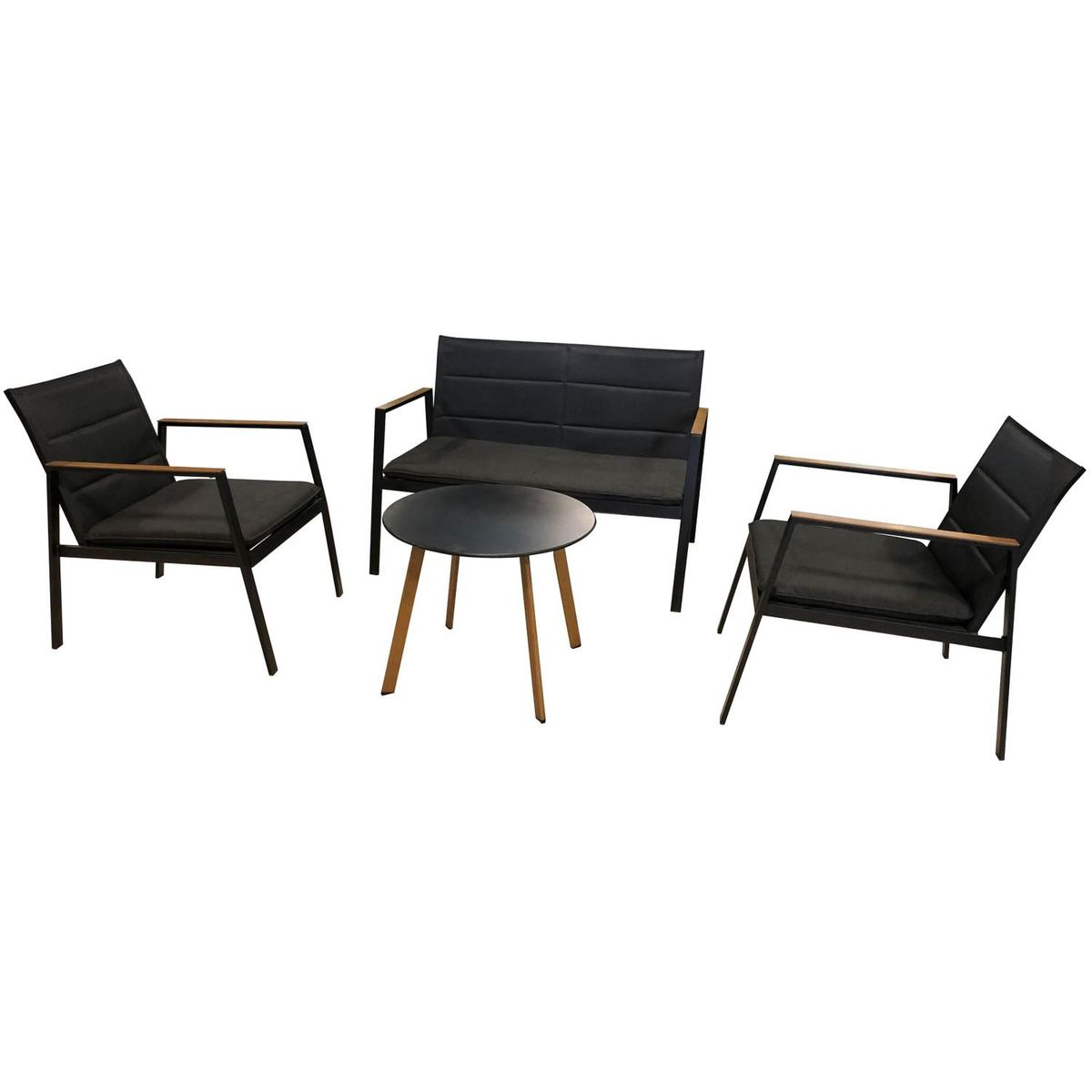 JUST HOME COLLECTION - Juego de Living de Terraza San Andres 4 Personas Negro
