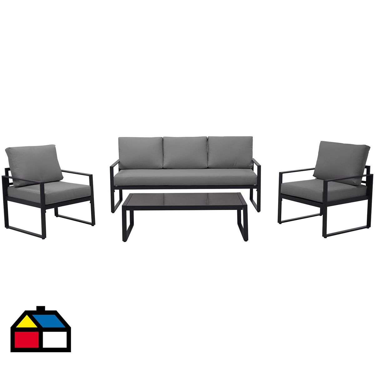 JUST HOME COLLECTION - Juego de Living de Terraza Melbourne 5 Personas Negro