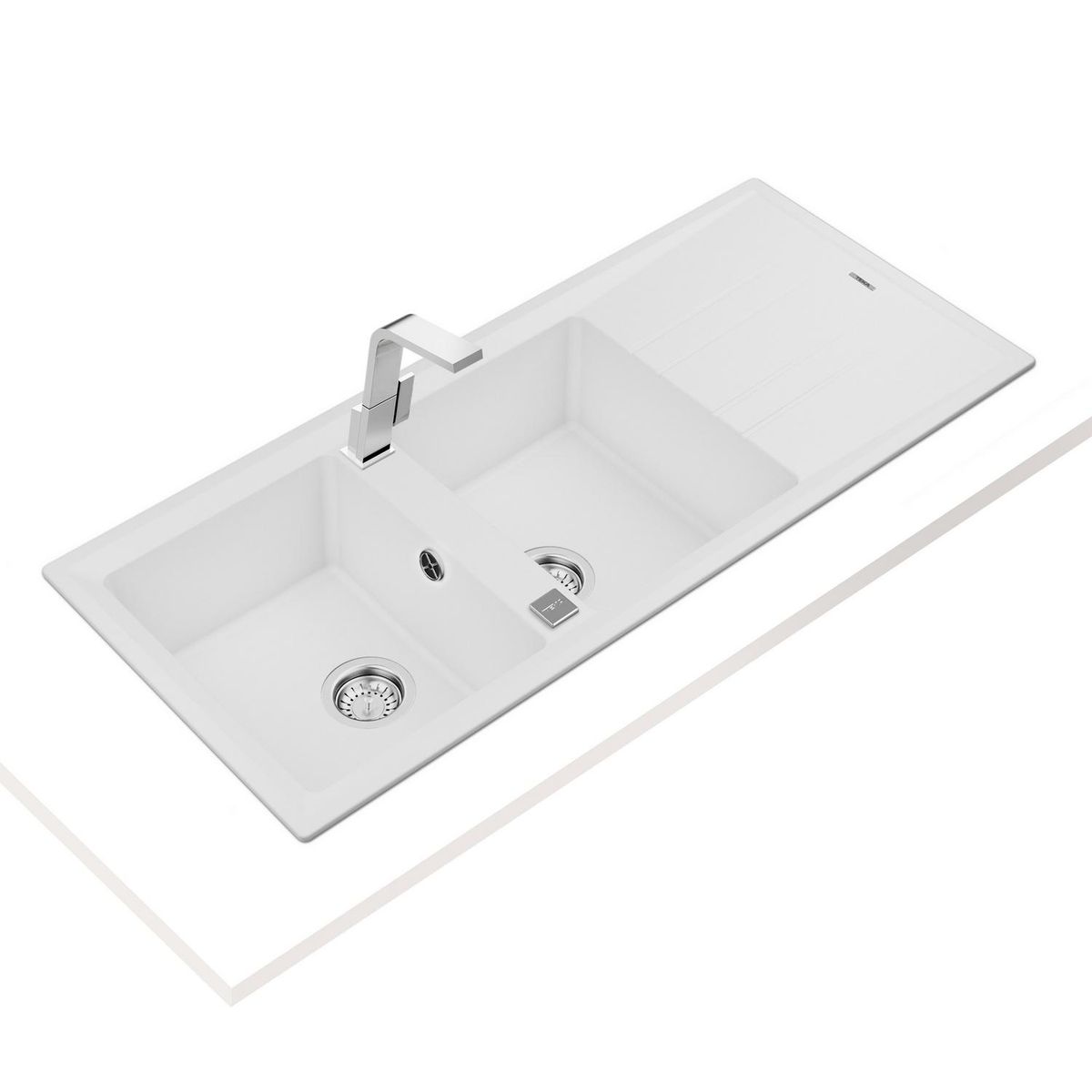 TEKA - Lavaplatos Empotrado Forma Rectangular Granito 116x20x51 cm Blanco