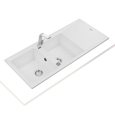 Imagen 2 del producto Lavaplatos Empotrado Forma Rectangular Granito 116x20x51 cm Blanco