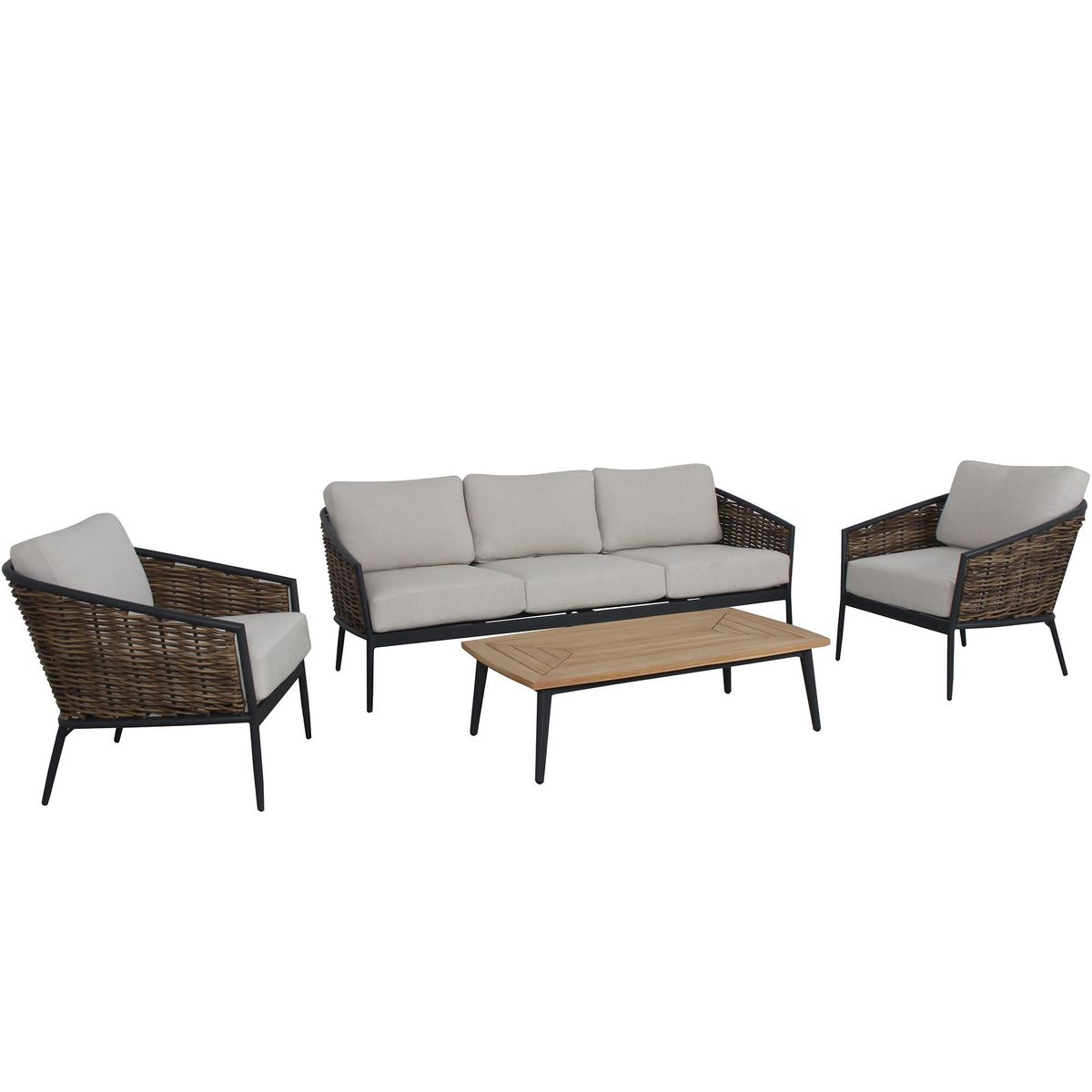 JUST HOME COLLECTION - Juego de Living de Terraza Cordova 5 Personas Café