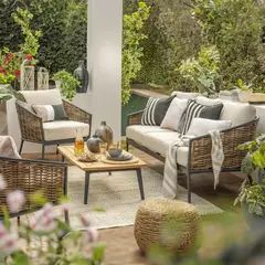 JUST HOME COLLECTION - Juego de Living de Terraza Cordova 5 Personas Café